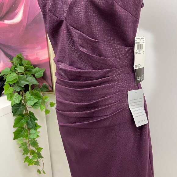 Adrianna Papell Purple V-Neck Ruched Sheath Dress Size 10 - Picture 8 of 11